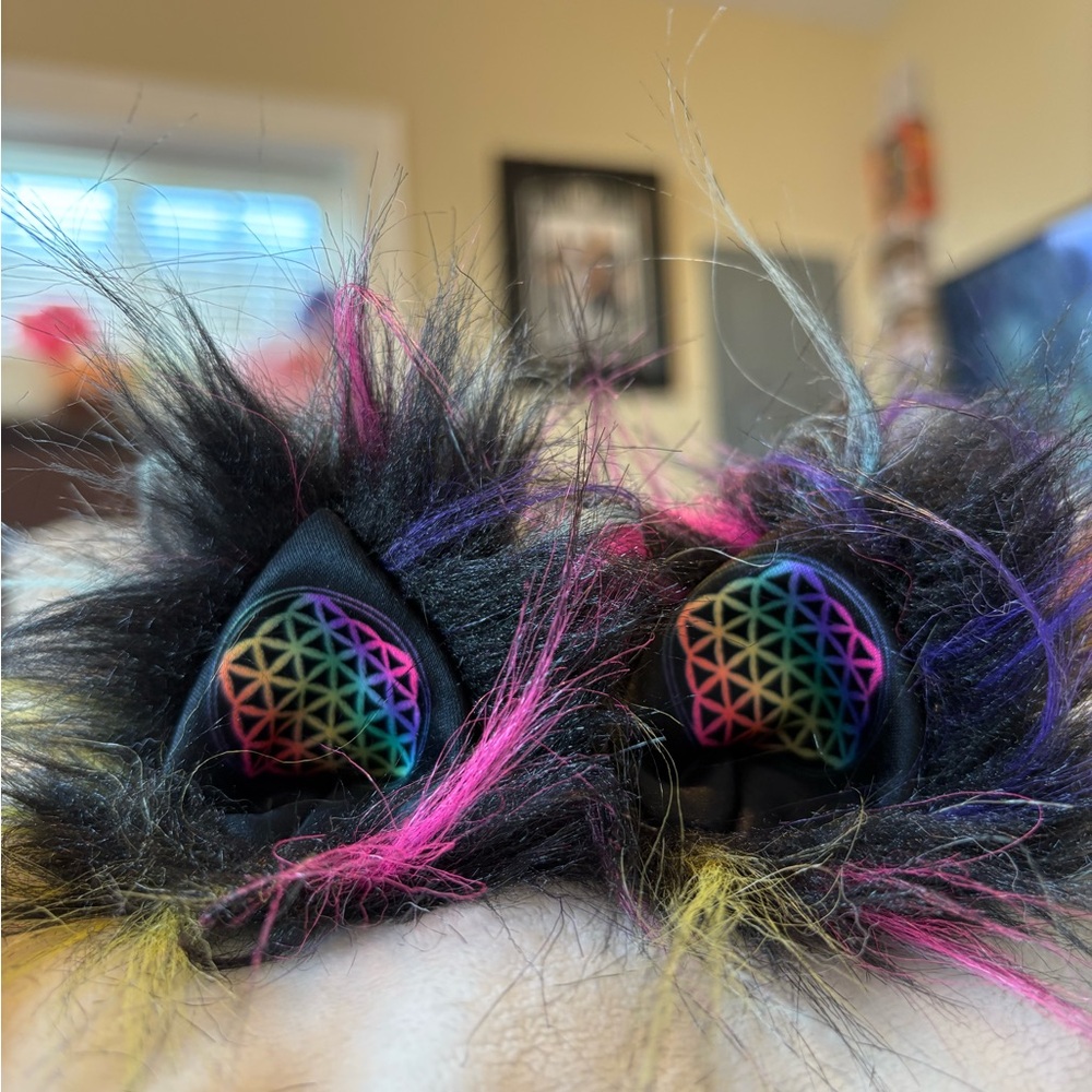 iHeartRaves Rainbow Furry Cat Ears